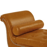 Brown, PU Leather, Metal Feet Upholstered Ottoman Bedroom Lounge Ottoman Flip Top Storage Sofa Bench 59534412