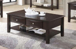 ZUN Coffee Table Of Two Drawers In Brown SR016387