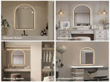 28"x48"Arched LED Mirror for Bathroom,Time and temperature display, Backlight, Anti-Fog, Dimmable, W2709P242512