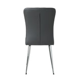 ZUN Modern Charcoal PU dining chair, cloth upholstered chair, electroplated metal chair legs, suitable W210P224293