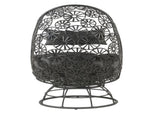 Hikre Clear Glass, Charcoal Fabric & Black Wicker Patio Lounge Chair & Side Table B2726P446697