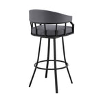 ZUN Palmdale 30" Swivel Slate Gray Faux Leather and Black Metal Bar Stool B2736P268591