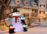 6ft With 3 Penguins, 4 Light Strings, 1 Colorful Rotating Light, Inflatable, Garden Snowman 50113357