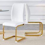 ZUN Luxury Simple Arch Chair - Set of 2 WHITE PU Material High Resilience Dining Chair with Arched Metal W1151P154875