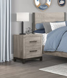 Attractive Gray Finish 1pc Nightstand of 2x Drawers Metal Bar Hardware Premium Melamine Board Wooden B01168625