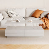 Modern White Rectangular LED Lights Coffee Table with 2 drawers in 47.2" N735P250962K