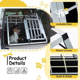 ZUN Double Doors Pet Car Transport Cage Aluminium Puppy Travel Crate Box Trapezoidal Kennel Dog Cat W2505P228355