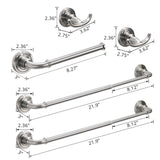 Bathroom Hardware Set Brushed Nickel 4-Pieces Bathroom Towel Rack 24 Inches Adjustable Bathroom W1932130479