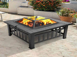 Portable Courtyard Metal Fire Pit with Accessories Black 52194990