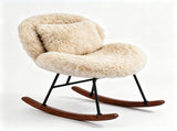 25.59"W x 33.66"D x 29.53"H Indoor Plush Rocking Chair, Soft Fluffy Lounge Rocker with White Metal 00054489