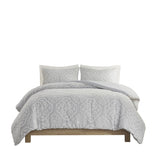 Full/Queen 3 Piece Tufted Woven Medallion Duvet Cover Set B035129155