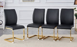 ZUN Luxury Simple Arch Chair - Set of 4 BLACK PU Material High Resilience Dining Chair with Arched Metal W1151P154872