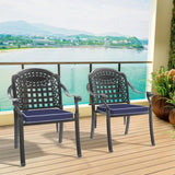 Cast Aluminum Patio Dining Chair 2PCS With Black Frame and Cushions In Random Colors W1710P166004