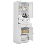 ZUN Tall Bathroom Storage Cabinet, Cabinet with Four Doors and Drawers, Adjustable Shelf, MDF Board, N725P186647W