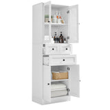 ZUN Tall Bathroom Storage Cabinet, Cabinet with Four Doors and Drawers, Adjustable Shelf, MDF Board, N725P186647W