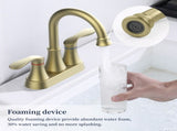 Bathroom Faucet Brushed Gold with Pop-up Drain & Supply Hoses 2-Handle 360 Degree High Arc Swivel 65191981