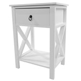 Nightstand Modern End Table, Side Table with 1 Drawer and Storage Shelf, White 06395973