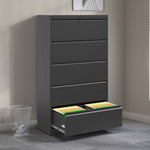 ZUN 5 Drawer Metal Lateral File Cabinet , Black Filing Cabinet with Lock, Lockable File Cabinet for Home 97660935