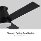 48" Black Lowe Profile Ceiling Fan with Light W1367P183803