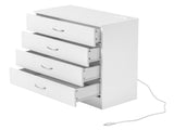 PB Wood Simple 4-Drawer Nightstand Dresser with USB Ports & Outlet, White 52546422