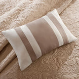 7 Piece Quilt Set with Euro Shams and Throw Pillows Beige King/Cal King B03597431