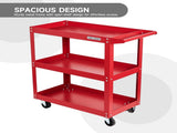 Tool Dorm Utility Service Cart, 3 Shelf 200LBS Heavy Duty Steel Rolling Utility Cart, Medium Lipped 62022600