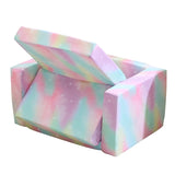 All-Sponge Kids Foldable Sofa Bed Single Chaise Lounge Spray-Print Slant Peach Fabric 01140214