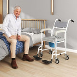 Gray Shower Commode Wheelchair, Seniors Bedside Commode Chai 84628488