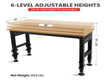 48 "Adjustable Workbench with Power Outlet, Heavy Duty Load Capacity Hardwood Workbench Suitable for W1239P179960