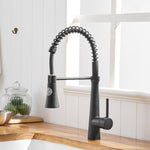 ZUN Commercial Black Kitchen with Pull Down Sprayer, Single Handle Single Lever Kitchen Sink W1932P172271