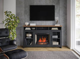 74 inch Fireplace TV Stand Console for TVs up to 85 inches, Minimal Assembly, Black and Whiskey B108P160222