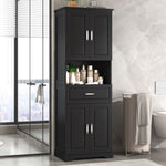 ZUN Tall Bathroom Cabinet with Four Doors, Large Storage Space Open Shelve, Upper Storage Cabinet, Black N725P192478B