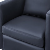 Sutton Midnight Blue Faux Leather Swivel Barrel Chair B050P322588