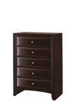 ZUN 1Pc Contemporary 5 Drawer Chest Brown Finish Solid Wood Wooden Bedroom Furniture B011P216684