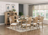 Traditional Farmhouse Style Chairs Set of 2, Wheat Finish Textured Fabric Upholstered Vertical B011P239563