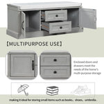 ZUN Storage Bench with 2 Drawers and 2 Cabinets, Shoe Bench with Removable Cushion for Living Room, 63680817