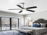 Modern 52 Inch Led Ceiling Fan 110V 6 Speed Wind 5 Blades Remote Control Reversible DC Motor W882P146293
