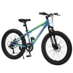 ZUN S24109 Elecony 24 Inch Fat Tire Bike Adult/Youth Full Shimano 7 Speeds Mountain Bike, Dual Disc W709P174687