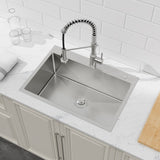 Kitchen Sink, 27x19 Single Bowl, Overmount Handmade Sink in Dark Gray, with US Standard Drain and 09877789