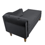 Black Chaise Lounge Indoor,Velvet Lounge Chair for Bedroom with Storage & Pillow,Modern Upholstered W1170100898