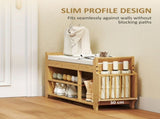 Shoe Bench with Cushioned Seat Shoe Storage Bench with Side Umbrella Holder for Entryway 02209221