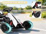White Kids Pedal Go Kart Adjustable Seat, Full Swing Axle, All-Terrain Ride On Toy 30567870