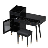 Modern Makeup Vanity Desk Drawers, Cabinet & Charging Port, Space-saving Dressing Table Set N844P285187B