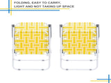 2pcs Steel Tube PP Webbing Bearing 120kg Folding Beach Chair Yellow & White Strip 25170682