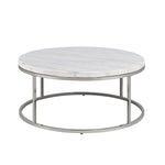 ZUN ACME Zaidee Coffee Table, Natural Marble Top & Nickel Finish LV02795