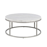 ZUN ACME Zaidee Coffee Table, Natural Marble Top & Nickel Finish LV02795