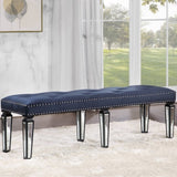 Dark Navy and Black Tufted Bench B062P186458