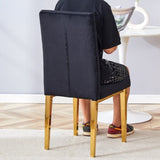 2 piece dining chairs.The gold metal legs complement the black velvet, showcasing a perfect blend of W1151131994