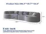 Curved Sectional Sofa, 106.3-inch Oversized Modern Bone-Free Cloud Sofa with 6 Pillows Luxury W3505P355584