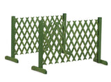 Set of 2 Retractable Flat-Base Cedar Wood Fences 205 x 34.5 x 90 cm Olive Green 73371129